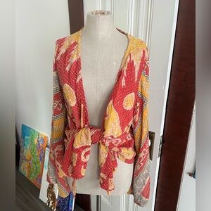 Kantha Bae Bell Sleeve Wrap Top
